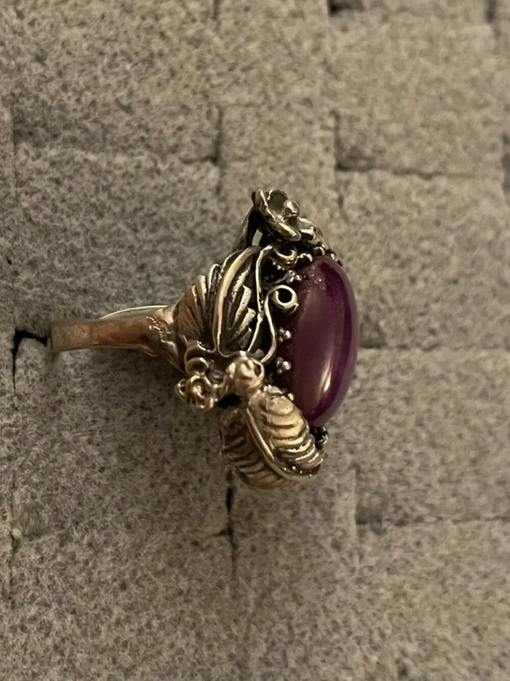 Vintage Sterling Silver Ring Sz 6.5 Handmade Gemstone Bob Stringer Signed $275